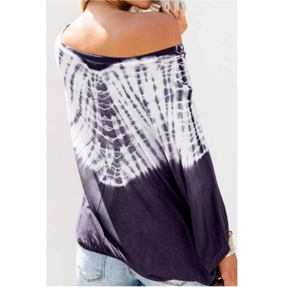 Beautiful Tie Dye Navy/White top - Picture 2 of 8